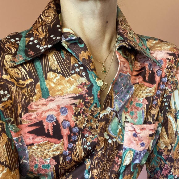 1970’s Dagger Collar Polyester Men’s Shirt Sutton Collection Knits - Picture 2 of 10